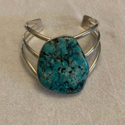 Blue Diamond Turquoise Silver Hand Bracelet