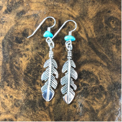 Silver & Turquoise Blessing Feather Earrings (Small)