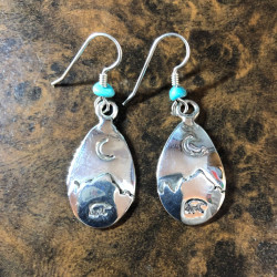 Mt Whitney Silver & Turquoise Dangle Earrings
