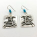 Sierra Mountain Sheep Petroglyph Silver & Turquoise Dangle Earrings (Large)