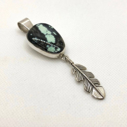 Variscite Pendant with Blessing Feather
