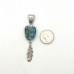 Morenci Turquoise with Sterling Silver Blessing Feather Pendant