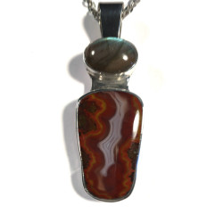 Labradorite and Lace Agate and Sterling Silver Pendant