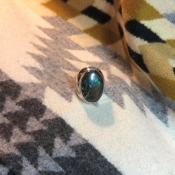Australian Boulder Opal Matrix & Sterling Silver Ring