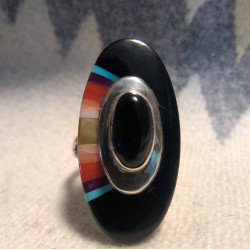 Sunrise/Sunset Onyx Sterling Silver Inlay Ring